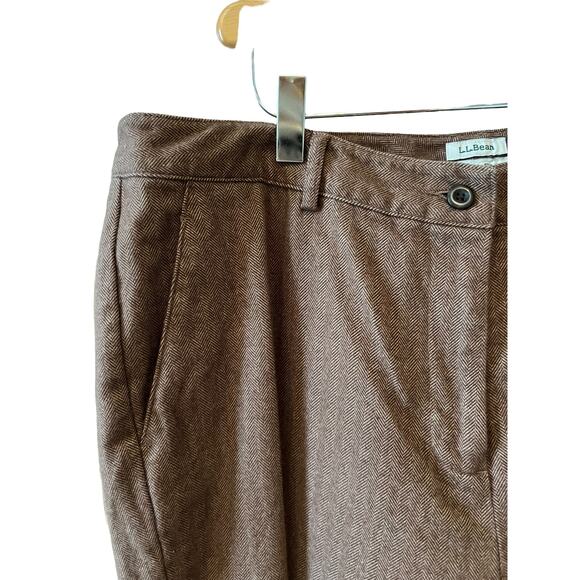 LL Bean Brown Herringbone Brushed Cotton Flannel Dress Pants 16P - Picture 3 of 6